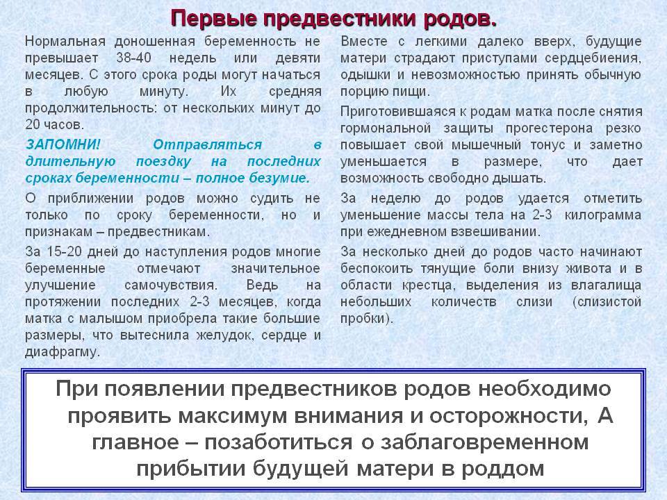 признаки начала родов